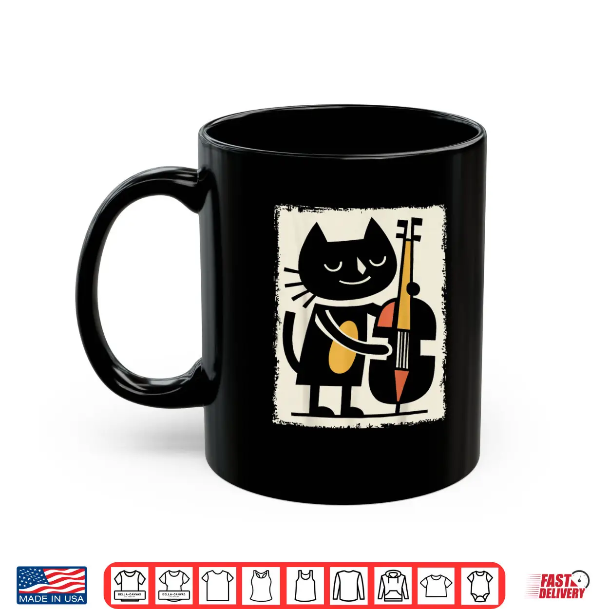 Cat Upright Bass Illustration Jazz Cartoon Art Shirt Cat Upright Bass Illustration Jazz Cartoon Art Shirt