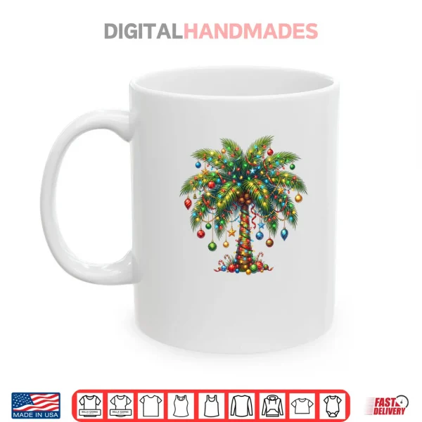 Mug Christmas Palm Tree Light Hawaiian Tropical Xmas Shirt