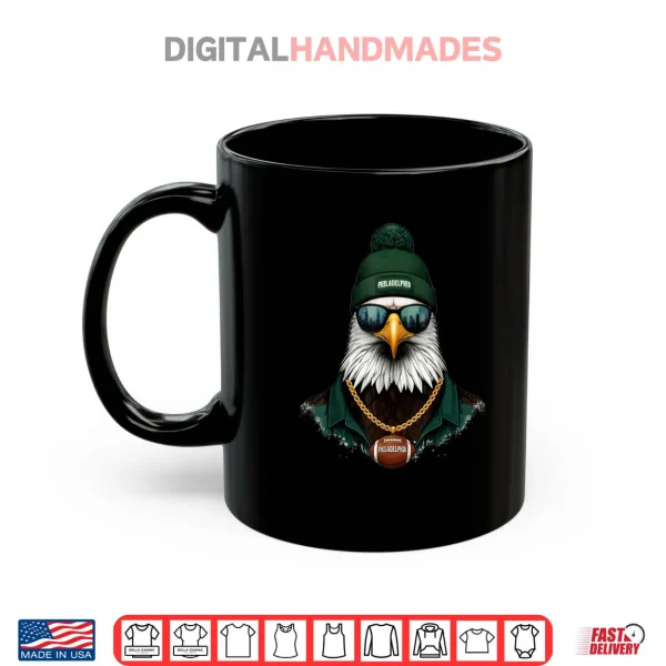 Mug Cool Face Eagles with Sunglasses Eagles Flying Bird Shirt