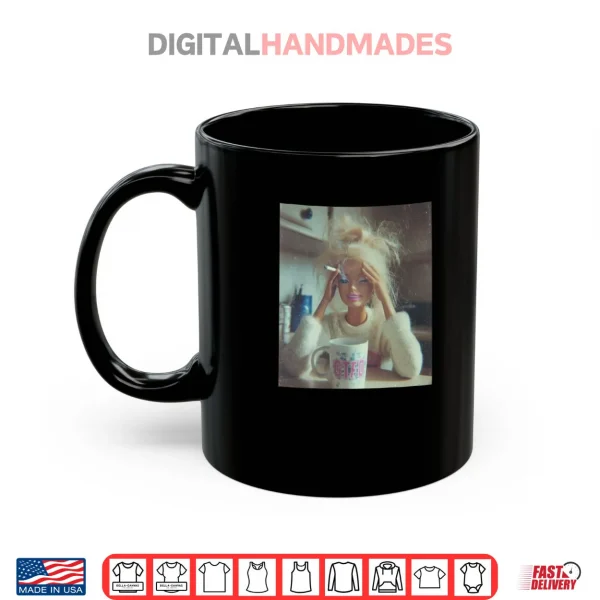 Mug Distressed Doll Face Meme Smoking Sarcastic Humor Shirt
