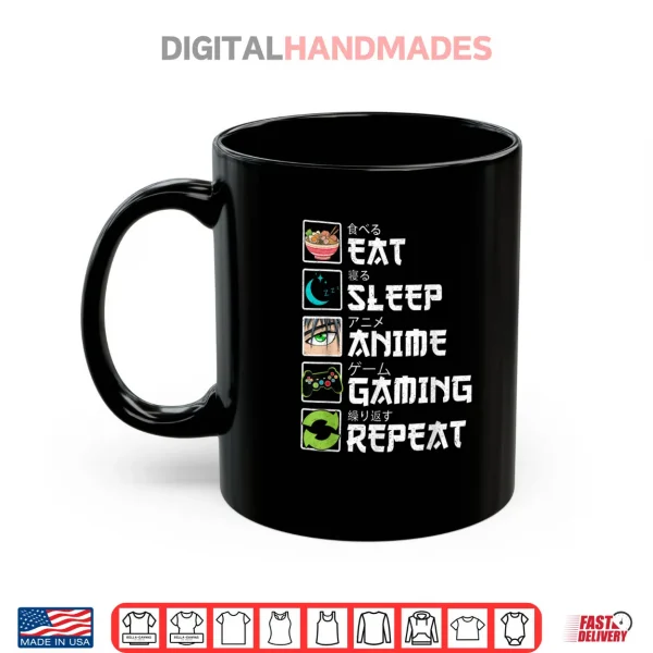 Mug Eat Sleep Anime Gaming Repeat Gamer Shirt