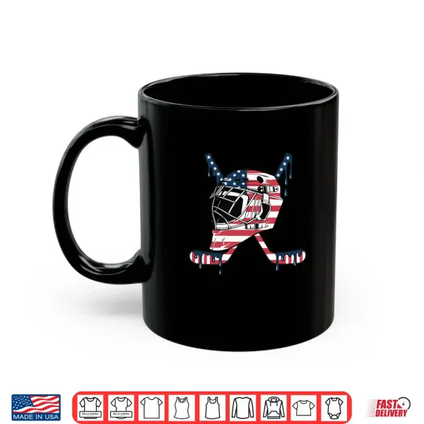 Mug Goalie Helmet Hockey Icecream Drip American Flag Shirt