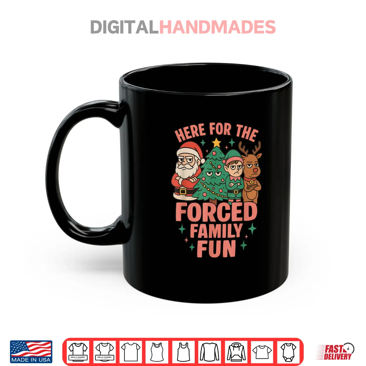 Here for The Forced Family Santa Christmas Tree Xmas Shirt Here for The Forced Family Santa Christmas Tree Xmas Shirt