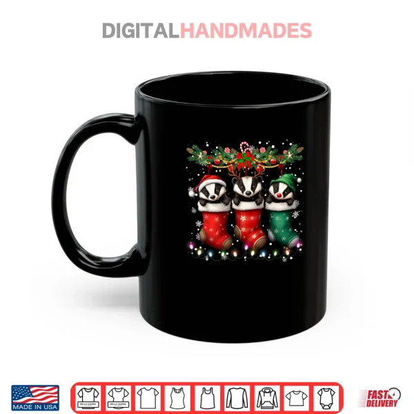 Mug Honey Badger in Christmas Socks Lights Honey Badger Xmas Shirt