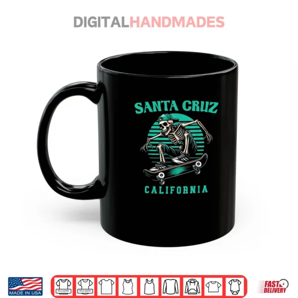 Mug Old School Santa Cruz California Skeleton Skating Shirt