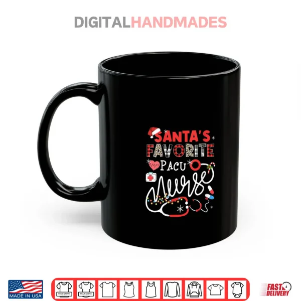 Santa's Favorite Pacu Nurse Christmas Lights Leopard Shirt 3 Mug Santas Favorite Pacu Nurse Christmas Lights Leopard Shirt