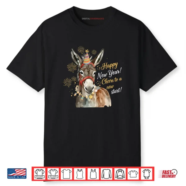New Year Donkey Farm Animal Farmgirl Happy New Year Shirt