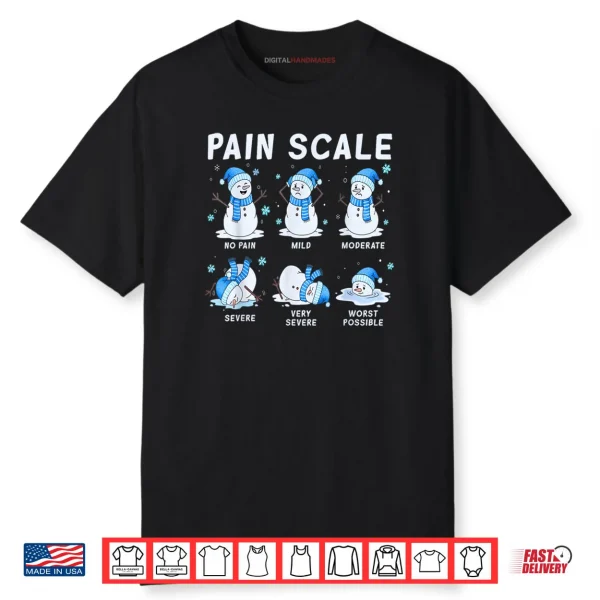 Pain Scale Snowman Nurse Christmas Xmas Snow Pajamas Holiday Shirt