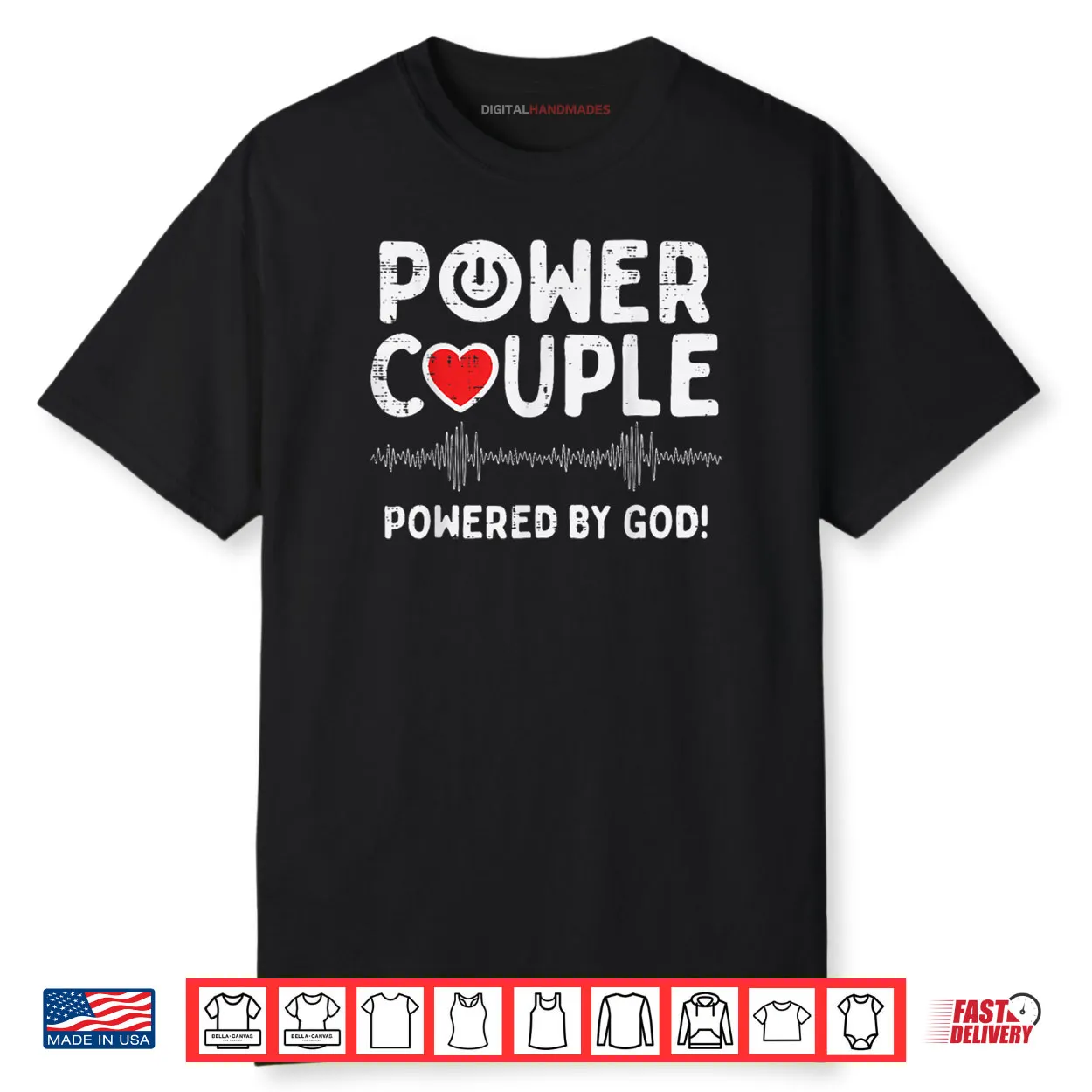 Powered God Christian Valentines Day Couple Shirt Powered God Christian Valentines Day Couple Shirt