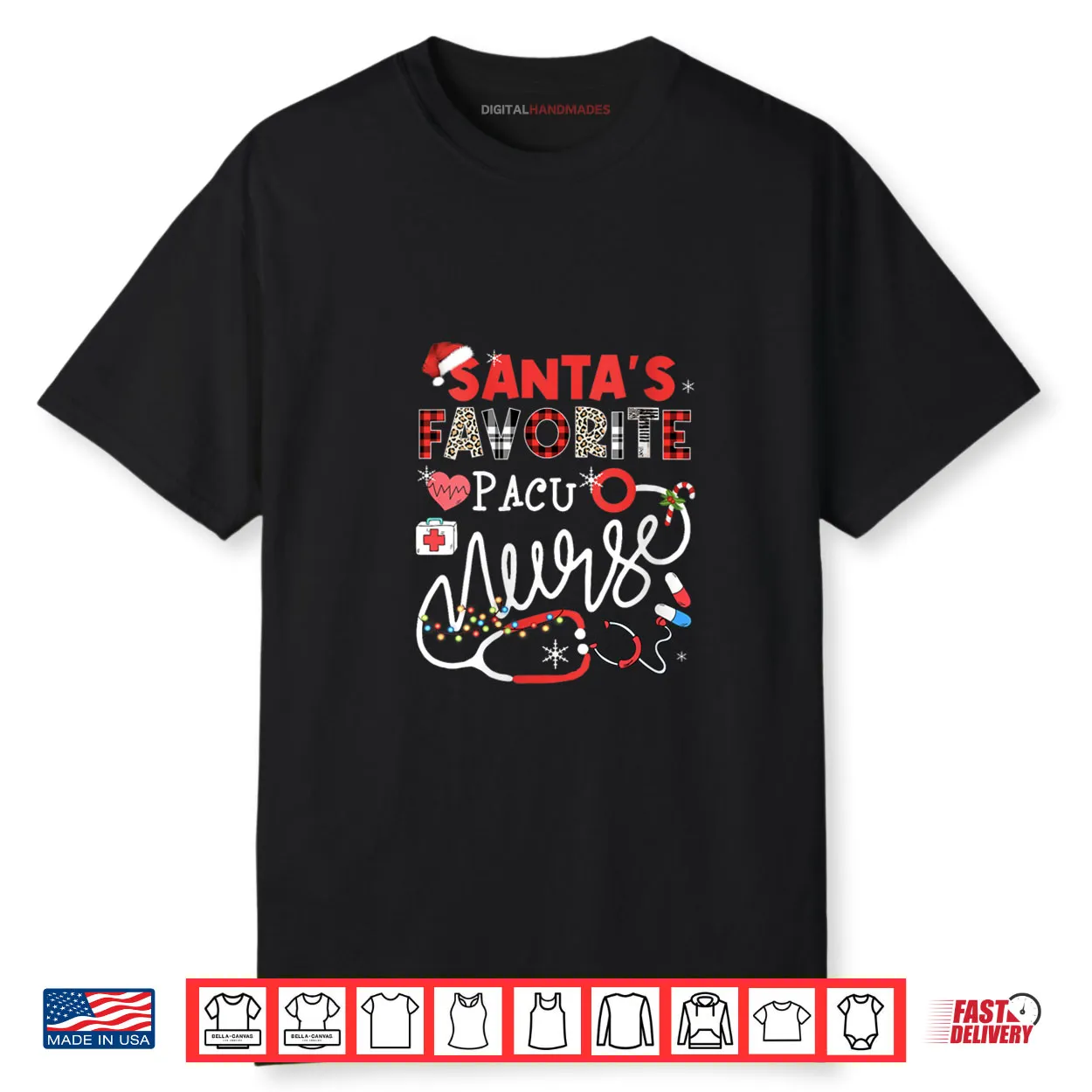 Santa’s Favorite Pacu Nurse Christmas Lights Leopard Shirt Santa’s Favorite Pacu Nurse Christmas Lights Leopard Shirt