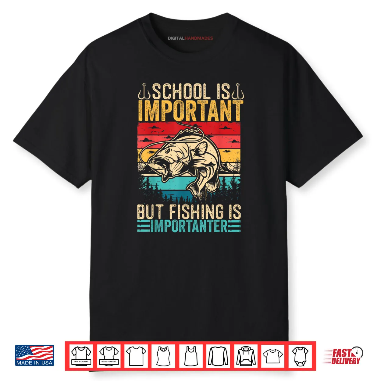 School is Important But Fishing is Importanter Fish Bass Shirt School is Important But Fishing is Importanter Fish Bass Shirt