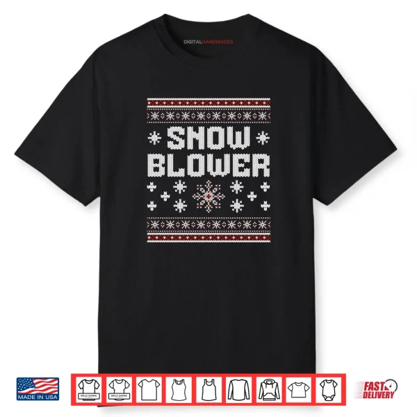 Snowman and Snow Blower Matching Couple Ugly Christmas Shirt 1