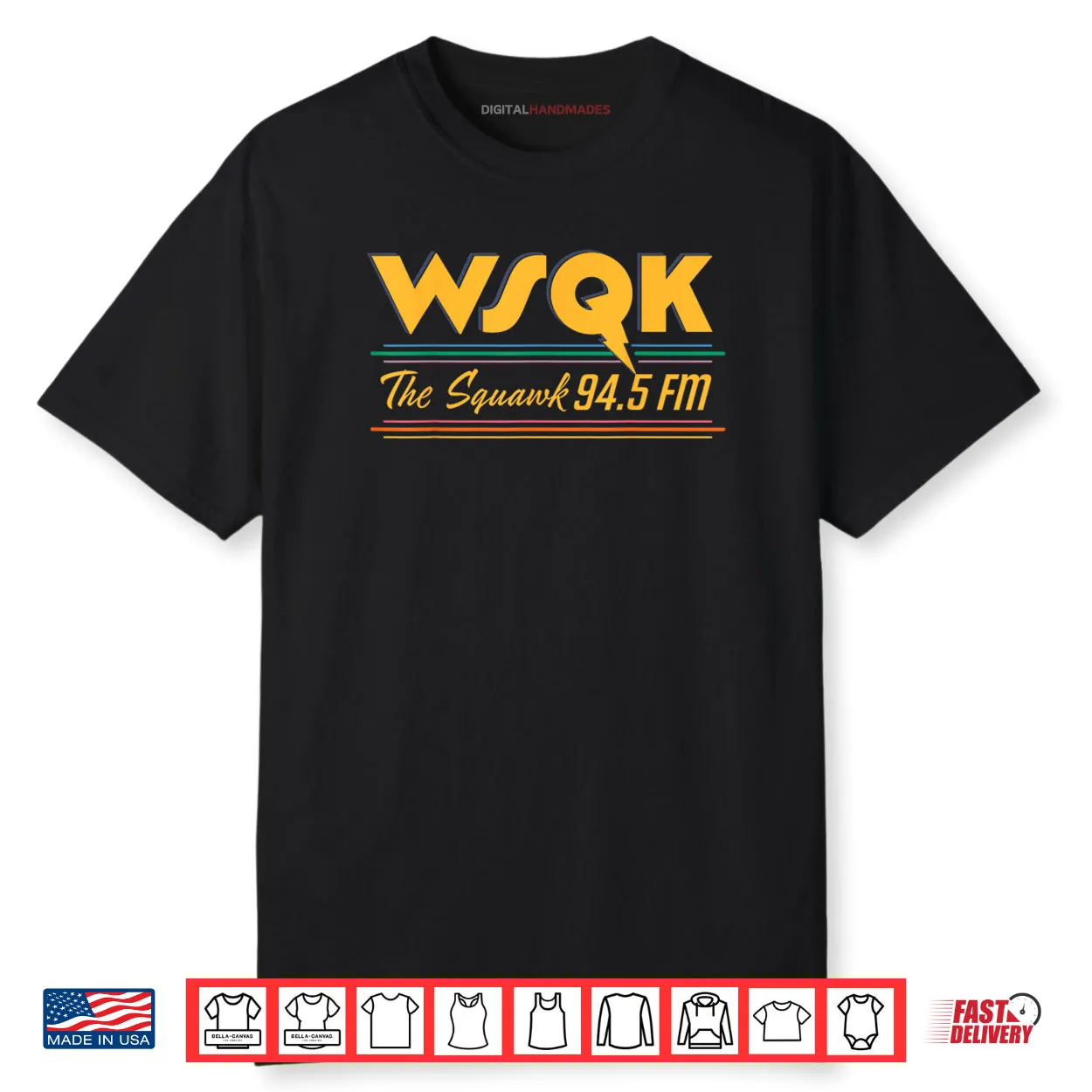 Stranger Things Season 5 WSQK The Squawk 94.5 FM Retro Logo Shirt Stranger Things Season 5 WSQK The Squawk 94.5 FM Retro Logo Shirt