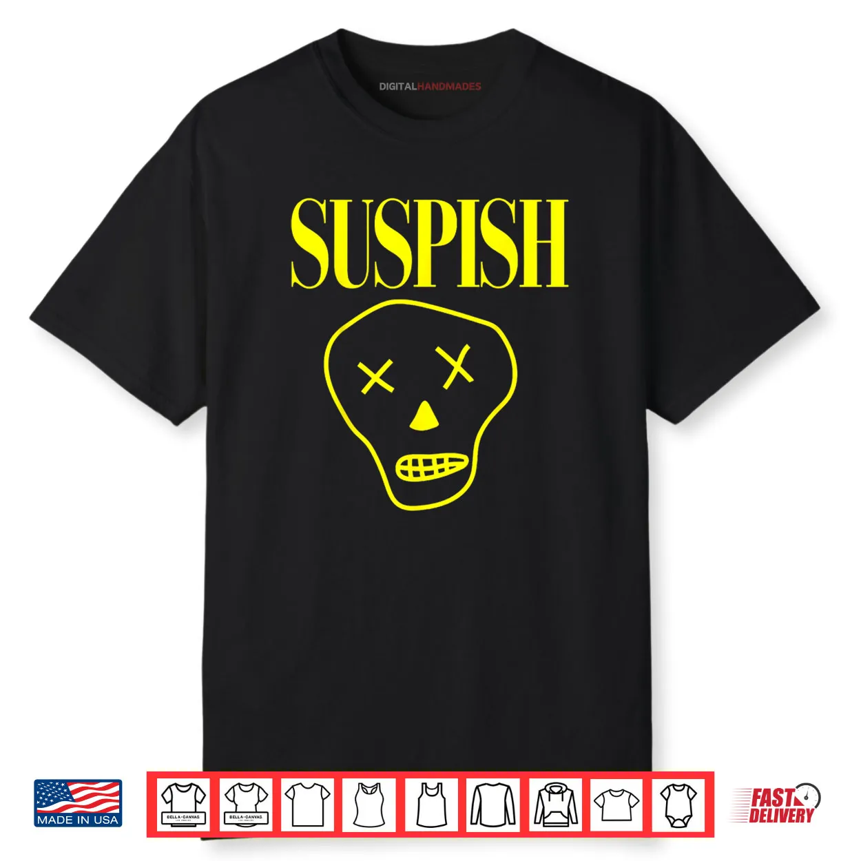 Suspish Skull Design Funny Cartoon Spooky True Crime Shirt Suspish Skull Design Funny Cartoon Spooky True Crime Shirt