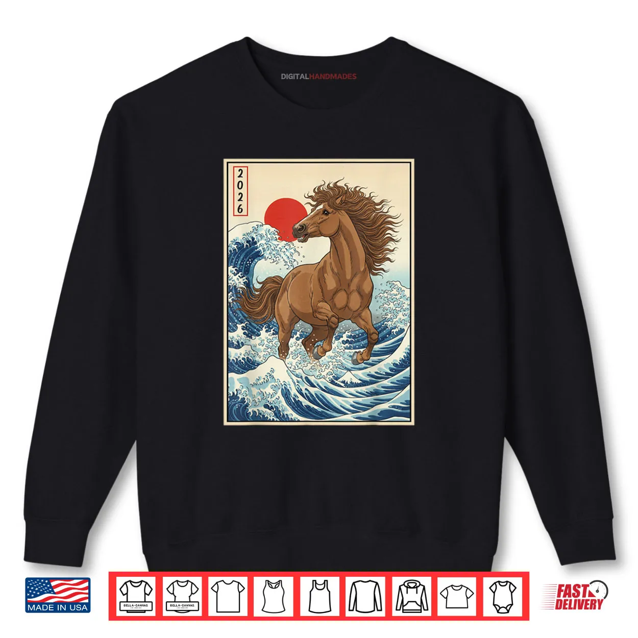 2026 Year of The Horse Japanese Wave Art Lunar New Year 2026 Shirt 2026 Year of The Horse Japanese Wave Art Lunar New Year 2026 Shirt