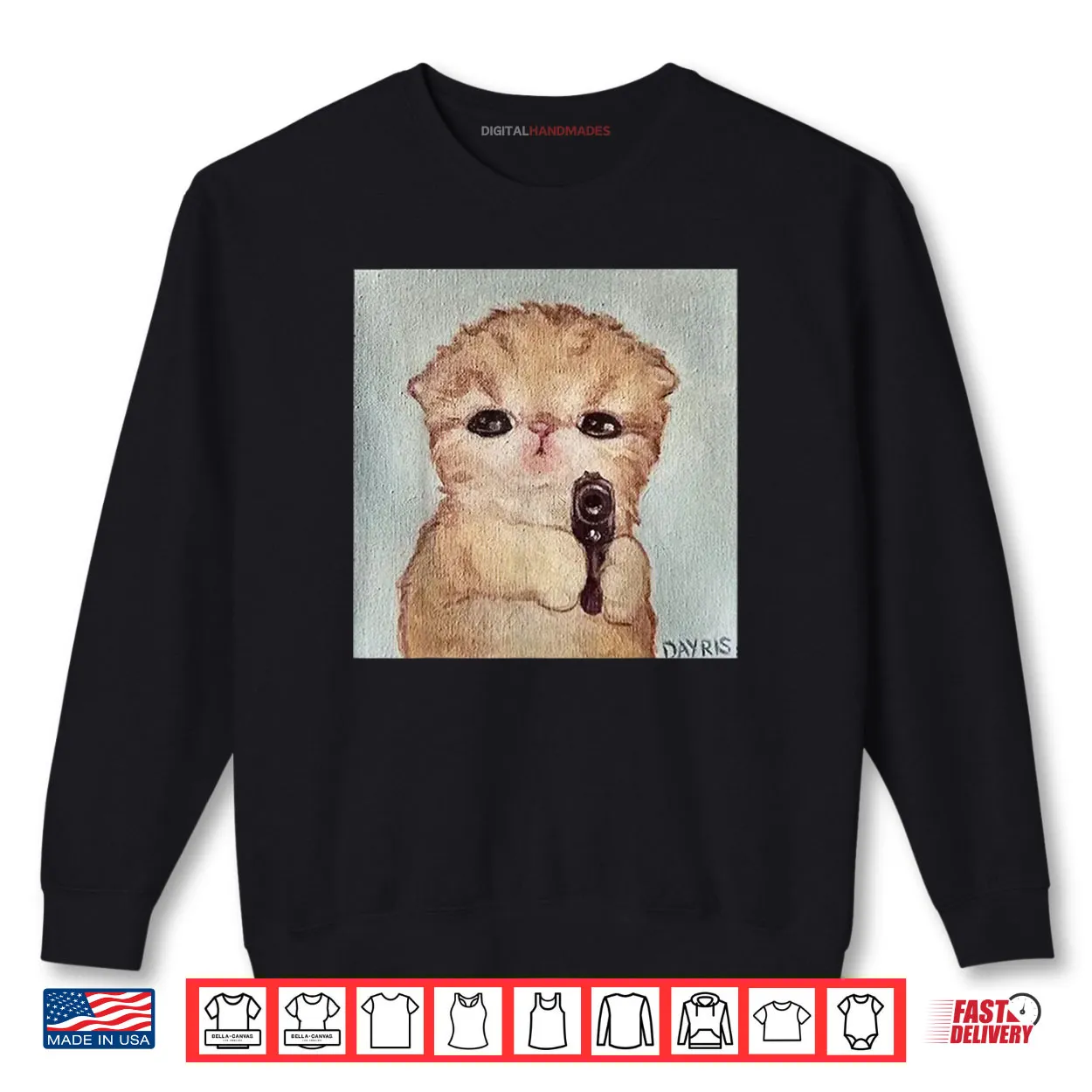 Angry Kitty with Gun Cat Meme Kawaii Kitty Joke Shirt Angry Kitty with Gun Cat Meme Kawaii Kitty Joke Shirt