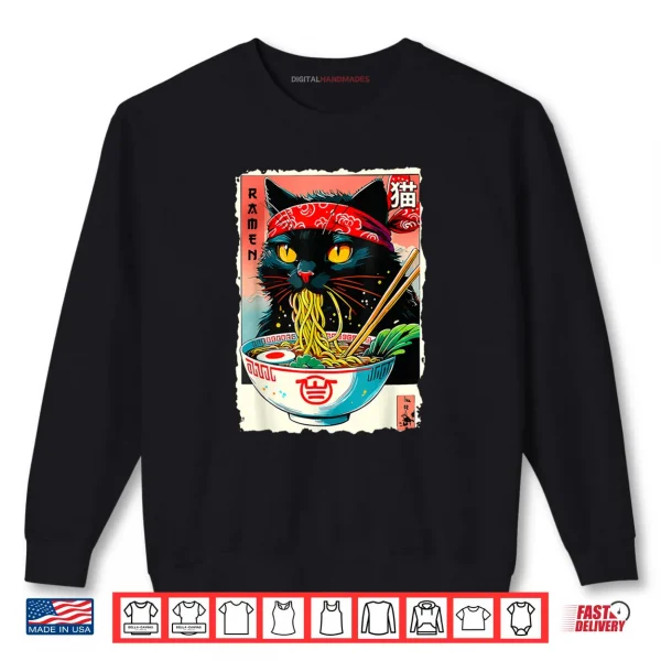 Sweatshirt Anime Cat Ramen Japanese Kawaii Cat Anime Shirt