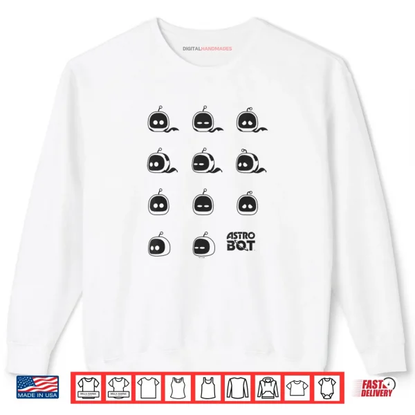 Sweatshirt Astro Bot Character Faces Grid Video Game Shirt