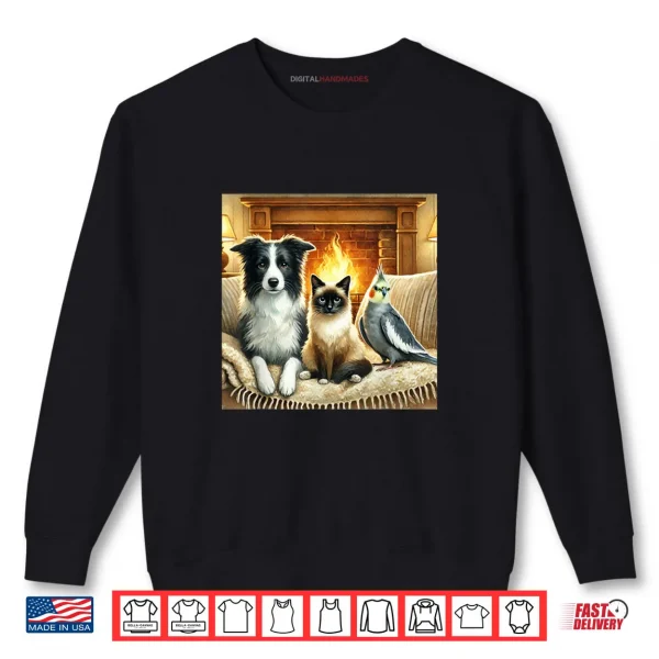 Sweatshirt Border Collie Siamese Cat and Cockatiel Shirt