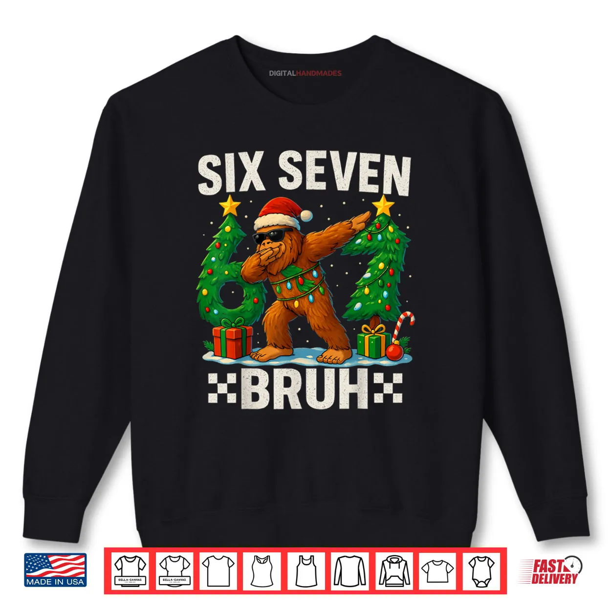 Bruh 67 Six Seven Santa Bigfoot Dabbing Christmas Shirt Bruh 67 Six Seven Santa Bigfoot Dabbing Christmas Shirt
