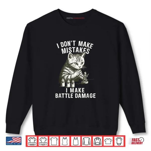 Cat Miniature Painter Battle Damage Funny Miniature Painting Shirt 1 Sweatshirt Cat Miniature Painter Battle Damage Funny Miniature Painting Shirt