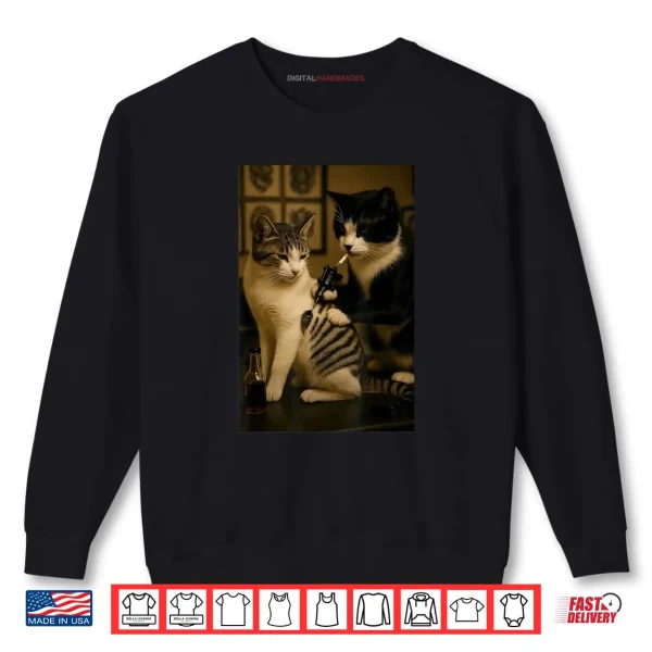 Cat Smoking Tattoo Inked Kitty Artist Funny Meme Shirt 1 Sweatshirt Cat Smoking Tattoo Inked Kitty Artist Funny Meme Shirt