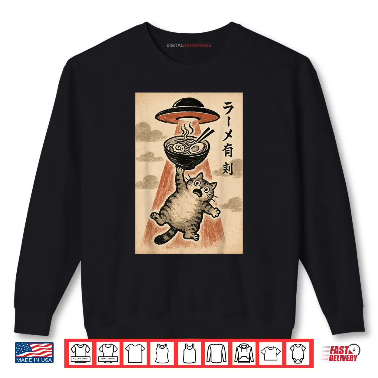 Cat UFO Ramen Funny Japanese Anime Shirt Cat UFO Ramen Funny Japanese Anime Shirt
