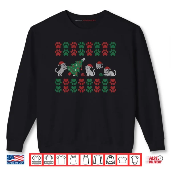 Sweatshirt Cat Ugly Sweater Pattern Christmas Knitting Shirt