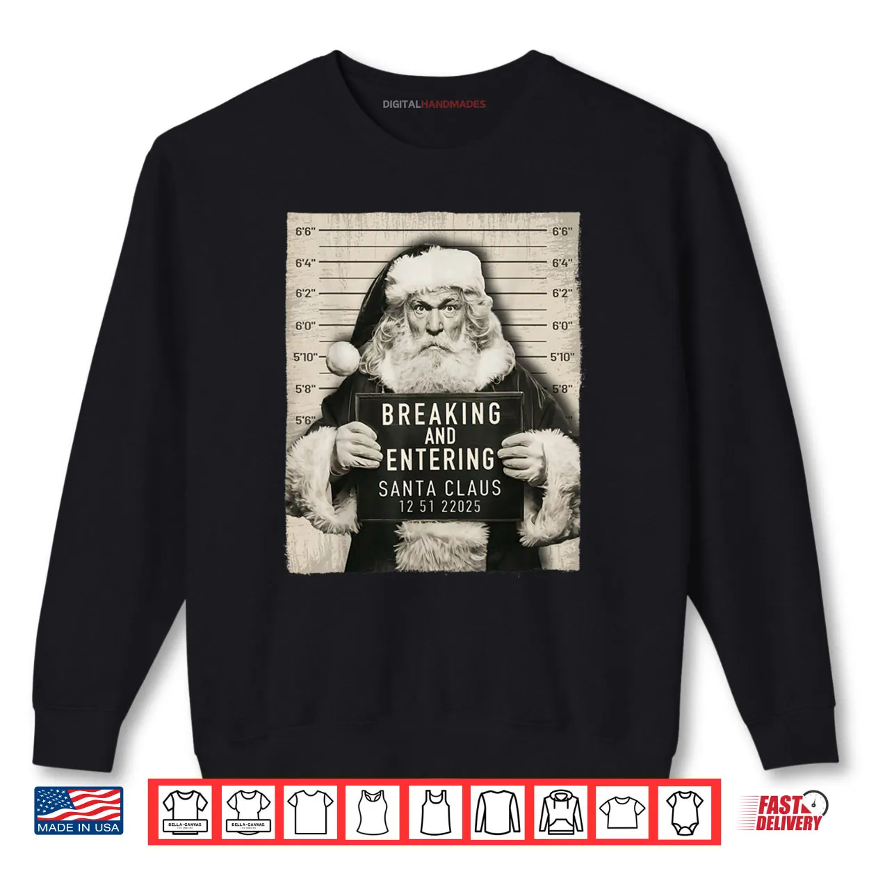 Christmas Santa Claus Humor Mugshot Xmas Shirt Christmas Santa Claus Humor Mugshot Xmas Shirt