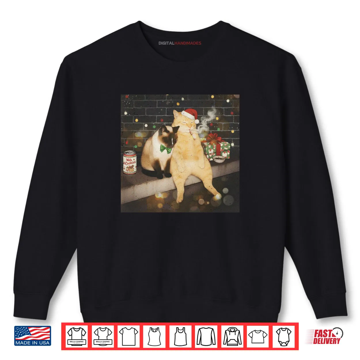 Christmas Smoking Cat Funny Candy Cane Cat Santa Meme Animal Shirt Christmas Smoking Cat Funny Candy Cane Cat Santa Meme Animal Shirt