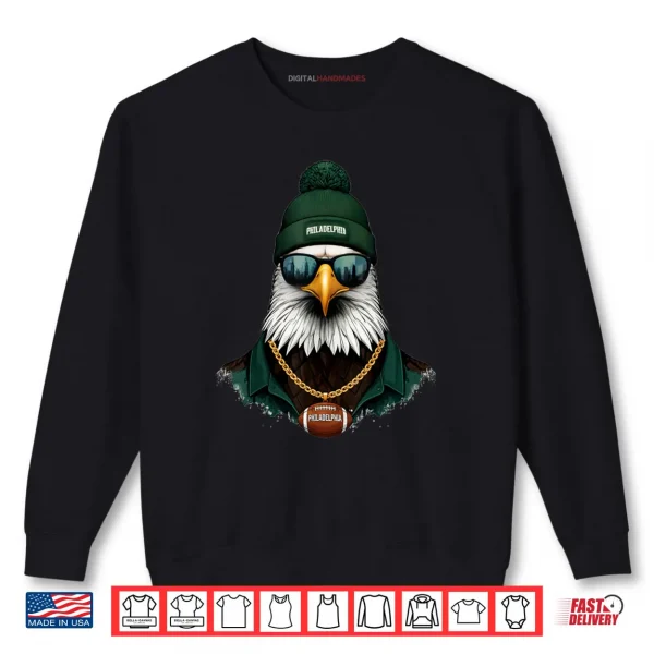 Sweatshirt Cool Face Eagles with Sunglasses Eagles Flying Bird Shirt