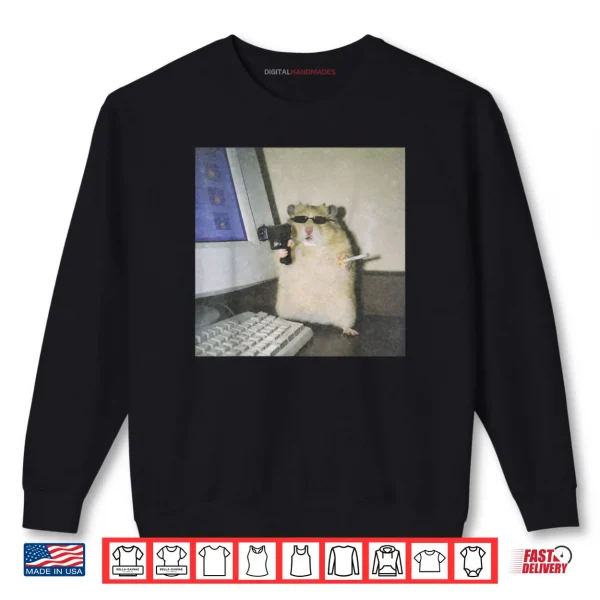 Sweatshirt Cyber Hamster Meme Cringe Funny Animal Vintage Shirt