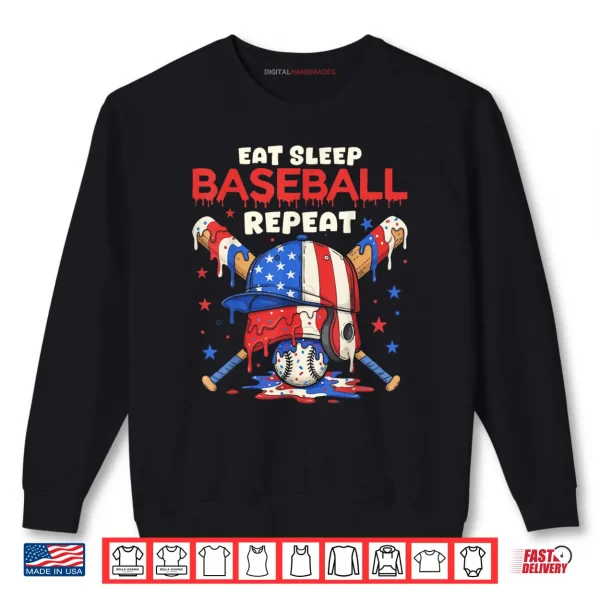 Eat Sleep Baseball Repeat Funny Ice Cream Drip Crossed Bats Shirt 1 Sweatshirt Eat Sleep Baseball Repeat Funny Ice Cream Drip Crossed Bats Shirt