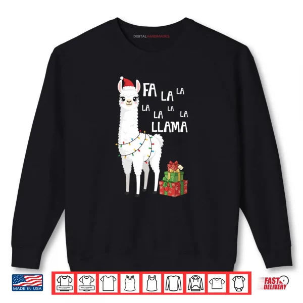 Sweatshirt Fa La La Llama Xmas Lights Funny Llama Lover Xmas Pajamas Shirt