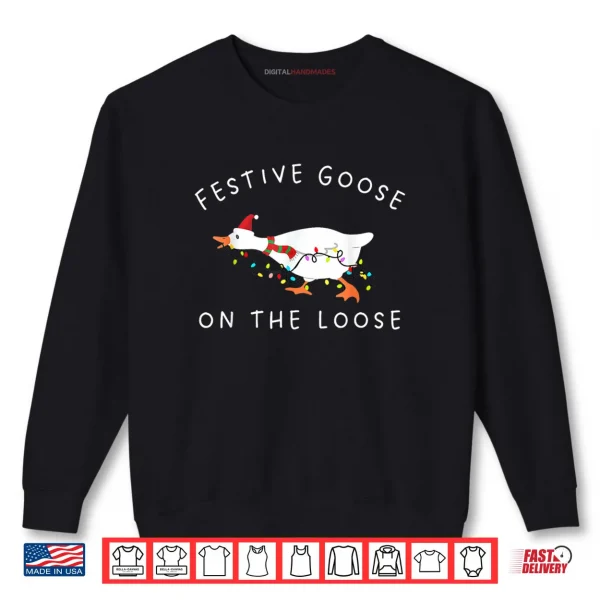 Sweatshirt Festive Goose on The Loose Christmas Retro Shirt