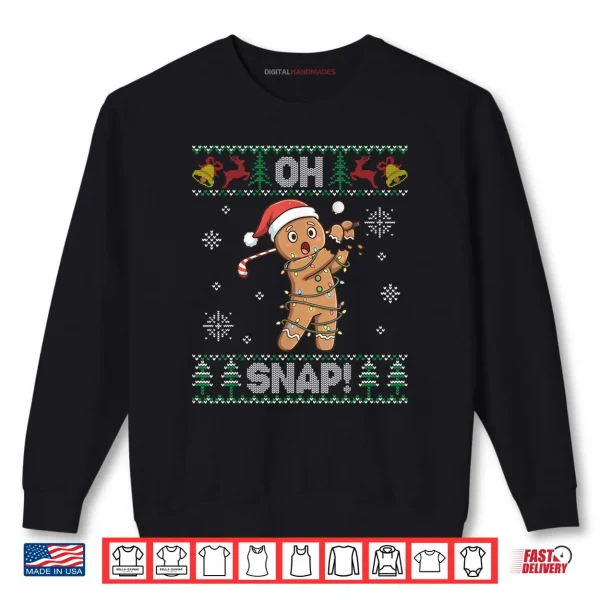 Sweatshirt Gingerbread Golf Christmas Cookie Oh Snap Santa Ugly Sweater Shirt