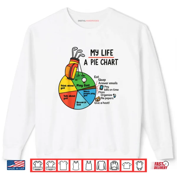 Sweatshirt Golf My Life Pie Chart Think About Golf Research Golf Shirt