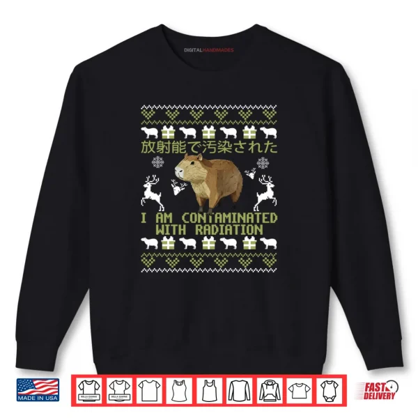 Green Capybara Contaminated by Radiation Ugly Xmas Sweaters Shirt 1 Sweatshirt Green Capybara Contaminated by Radiation Ugly Xmas Sweaters Shirt