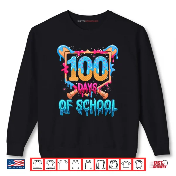 Sweatshirt Happy 100 Days of School Baseball Drip 100th Day of School Shirt