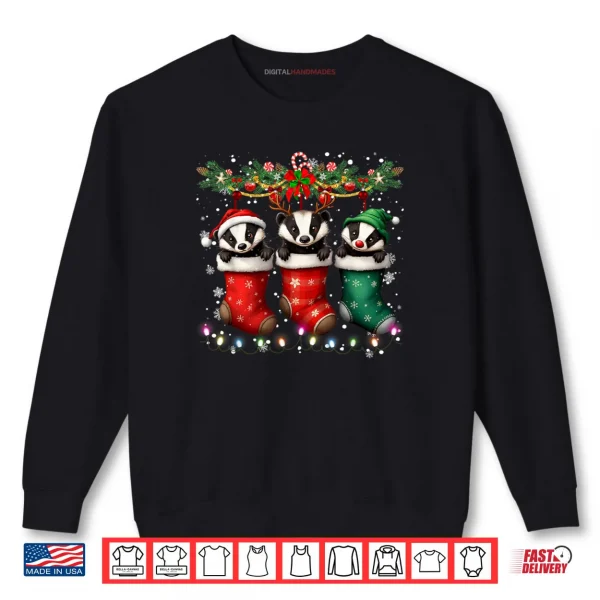 Sweatshirt Honey Badger in Christmas Socks Lights Honey Badger Xmas Shirt