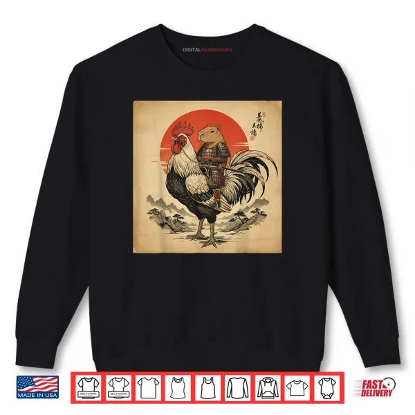 Japanese Samurai Capybara Rooster Chicken Anime Shirt 1 Sweatshirt Japanese Samurai Capybara Rooster Chicken Anime Shirt