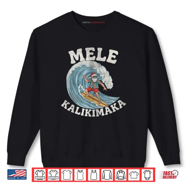 Sweatshirt Mele Kalikimaka Santa Surfing Hawaii Christmas Shirt