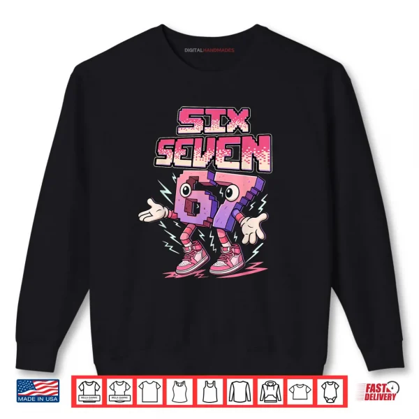 Sweatshirt Meme Kids Six Seven Italian Steal a Brainrot Pink Girls 67 Shirt