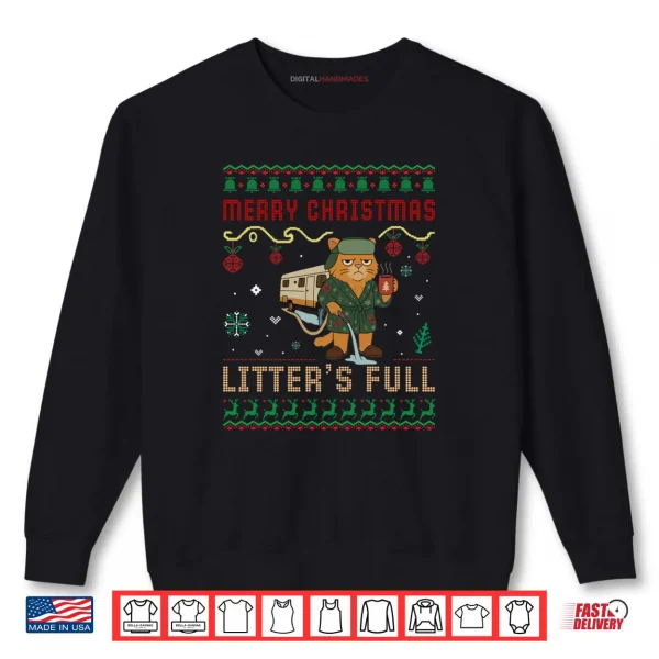 Sweatshirt Merry Christmas Litters Full Funny Cat Xmas Ugly Sweaters Shirt
