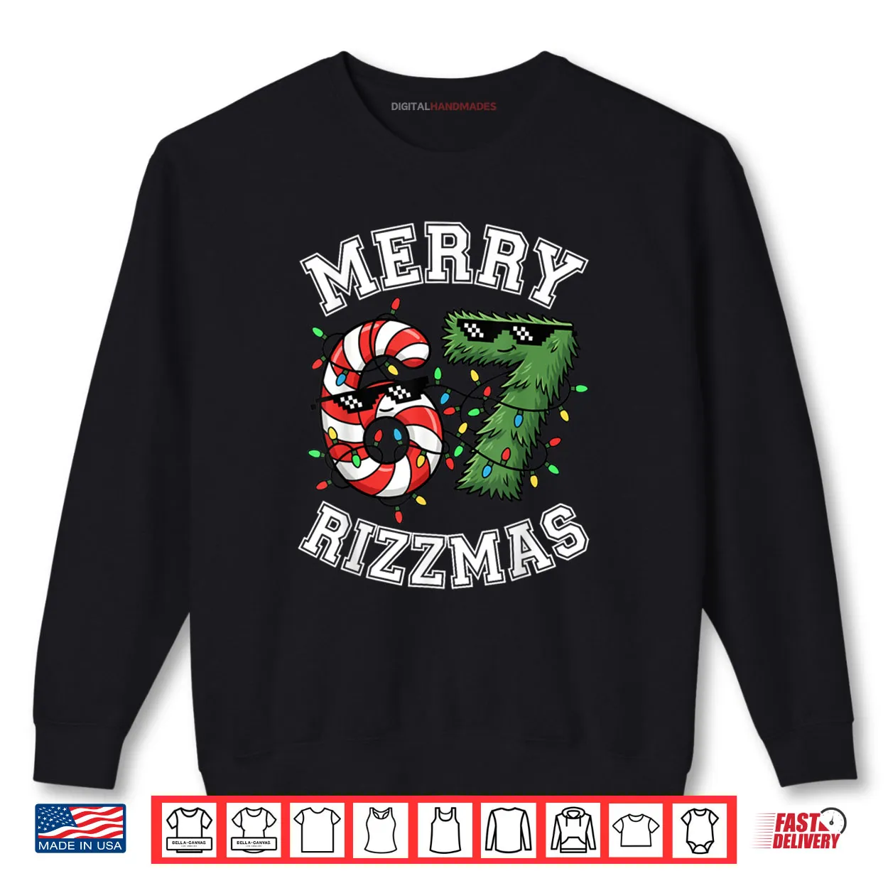 Merry Rizzmas 67 Candy Cane Tree Sunglasses Shirt Merry Rizzmas 67 Candy Cane Tree Sunglasses Shirt