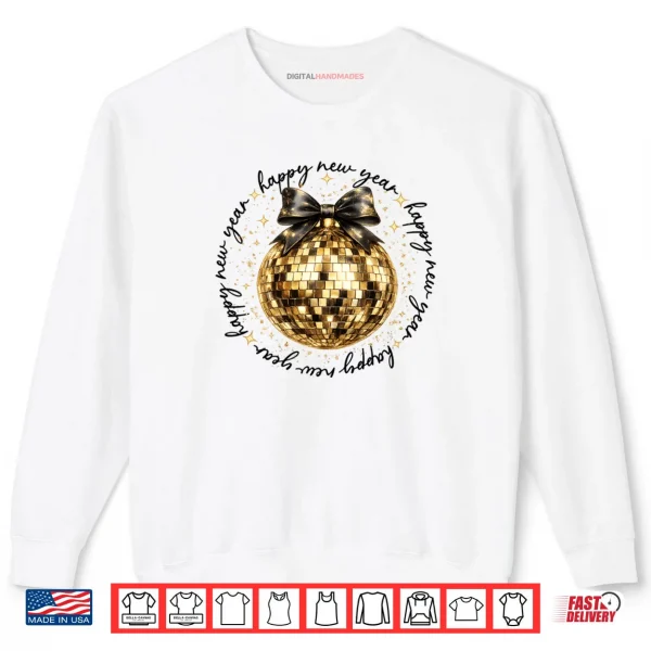 Sweatshirt NYE Disco Ball Luxury Golden Happy New Year Shirt