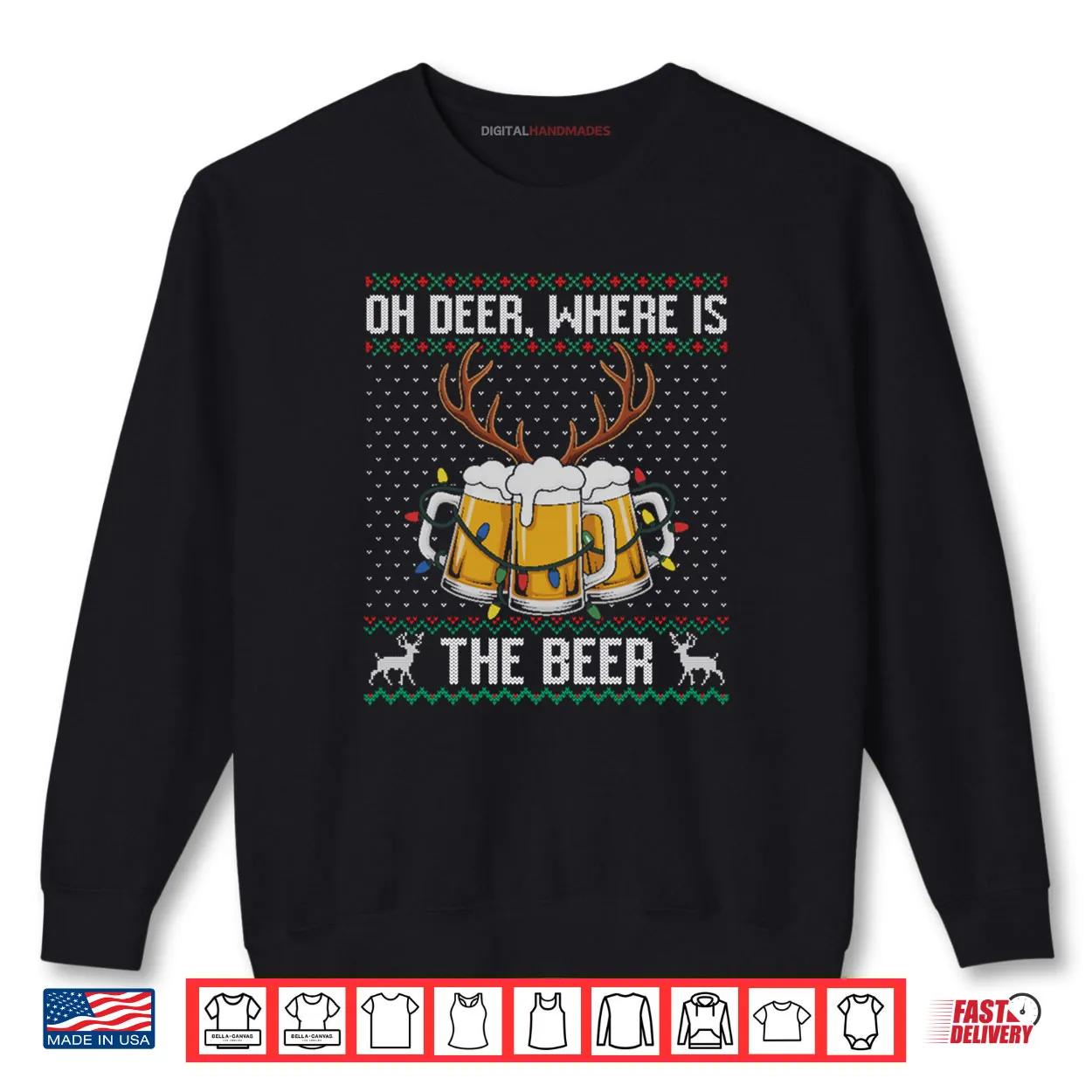 Oh Deer Where Is The Beer Mug Christmas Lights Ugly Sweater Shirt Oh Deer Where Is The Beer Mug Christmas Lights Ugly Sweater Shirt