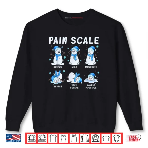 Sweatshirt Pain Scale Snowman Nurse Christmas Xmas Snow Pajamas Holiday Shirt