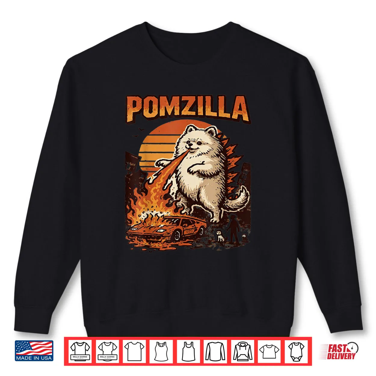 Pomzilla Pomeranian Dog Vintage Monster Pom Dog Lover Shirt Pomzilla Pomeranian Dog Vintage Monster Pom Dog Lover Shirt