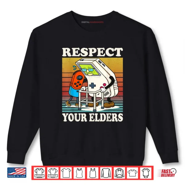 Sweatshirt Respect Your Elders Gaming Control 80s Retro Funny Gamer Shirt